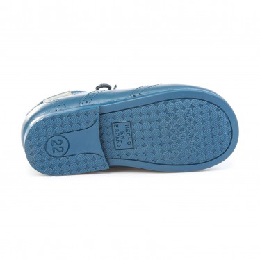 Zapatos Inglesitos Colegiales Infantil Niño Niña Piel Cordones 505 Azul, de Angelitos