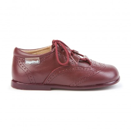 Childrens Boy Girl Leather School English Shoes Lace-up 505 Burgundy, by AngelitoS