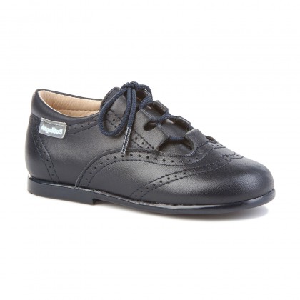 Childrens Boy Girl Leather School English Shoes Lace-up 505 Navy, by AngelitoS