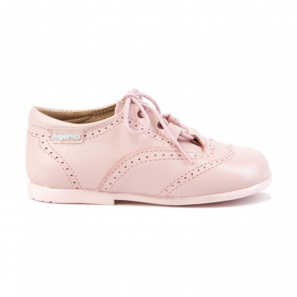 Childrens Boy Girl Leather School English Shoes Lace-up 505 Pink, by AngelitoS