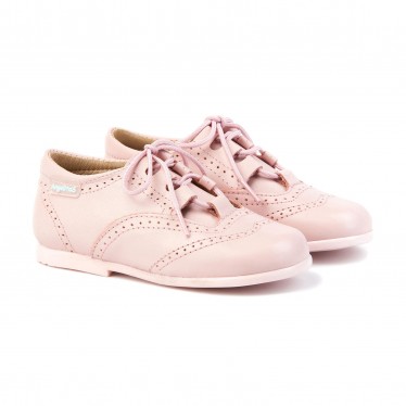 Childrens Boy Girl Leather School English Shoes Lace-up 505 Pink, by AngelitoS