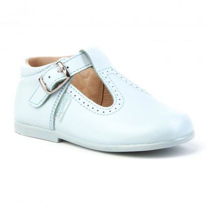 Childrens Boy Girl Leather School T-Strap Shoes Buckle 503 Sky Blue, by AngelitoS