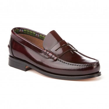 Boys Leather Penny Loafers School Shoes Leather Sole 595 Burgundy, by AngelitoS