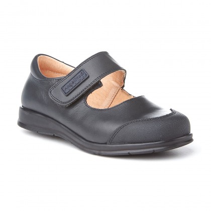 Girls Leather School Mary Jane Shoes Reinforced Toe Velcro 463 Navy, by AngelitoS