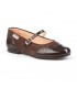 Girls Split Leather School Mary Jane Shoes Patent Toe 1525 Chocolate, by AngelitoS