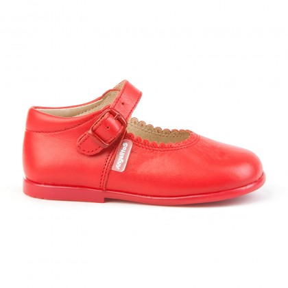Childrens Girl Leather School Mary Jane Shoes Buckle 500 Red, by AngelitoS