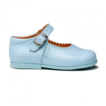 Childrens Girl Leather School Mary Jane Shoes Buckle 500 Sky Blue, by AngelitoS