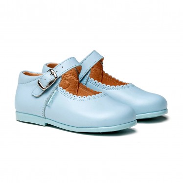 Childrens Girl Leather School Mary Jane Shoes Buckle 500 Sky Blue, by AngelitoS