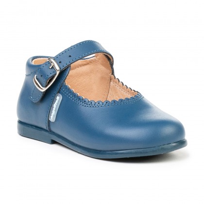 Childrens Girl Leather School Mary Jane Shoes Buckle 500 Blue, by AngelitoS