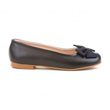 Girls Leather School Ballerinas Bow 1509 Navy, by AngelitoS