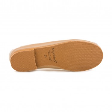 Girls Leather School Ballerinas Bow 1509 Camel, by AngelitoS