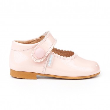 Girls Patent Leather Mary Jane Shoes Velcro 1502 Pink, by AngelitoS