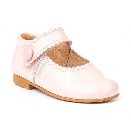 Girls Patent Leather Mary Jane Shoes Velcro 1502 Pink, by AngelitoS