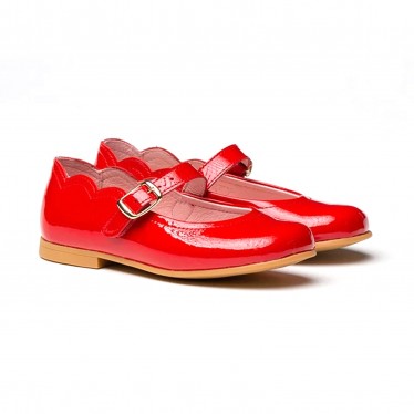 Girls Patent Leather Mary Jane Shoes Buckle 1100 Red, by AngelitoS
