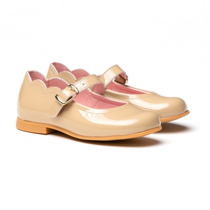 Girls Patent Leather Mary Jane Shoes Buckle 1100 Camel, by AngelitoS