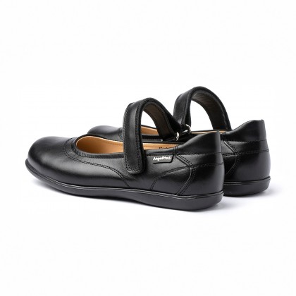 Girls Nappa Leather Mary Jane Shoes Velcro 1512 Black, by AngelitoS