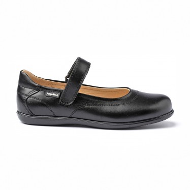 Merceditas Colegiales Niña Piel Napa Velcro 460 Negro, de Angelitos
