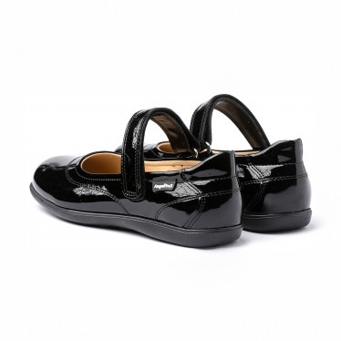 Girls Patent Leather Mary Jane Shoes Velcro 459 Black, by AngelitoS