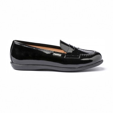 Girls Patent Leather School Loafers Mask 468 Black, by AngelitoS