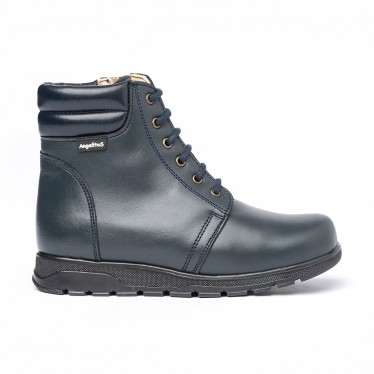 Botines Niño Piel Napa Cordones Y Cremallera 480 Marino, de Angelitos