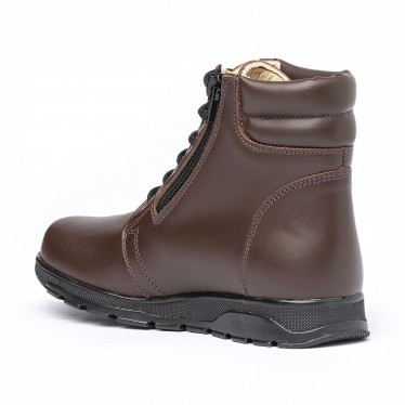 Botines Niño Piel Napa Cordones Y Cremallera 480 Chocolate, de Angelitos