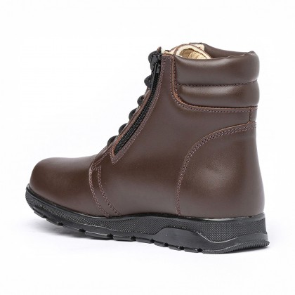 Botines Niño Piel Napa Cordones Y Cremallera 480 Chocolate, de Angelitos