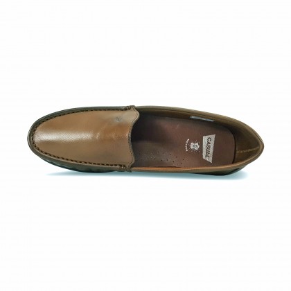 Women Soft Leather Wedged Loafers 1701 Brown, by Casual