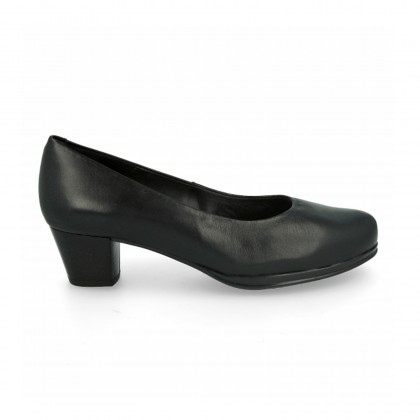 Zapatos De Salón Mujer Piel Tacón Bajo Muy Cómodos 1050 Negro, de Desireé