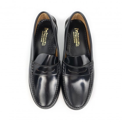 Mens Florentik Leather Beefroll Penny Loafers Leather Sole 701 Black, by Manuel Medrano