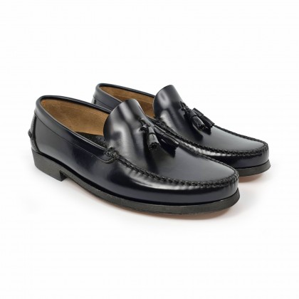 Mens Florentik Leather Beefroll Tasseled Loafers Leather Sole 702 Black, by Manuel Medrano