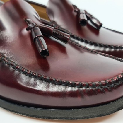 Mens Florentik Leather Beefroll Tasseled Loafers Leather Sole 702 Burgundy, by Manuel Medrano