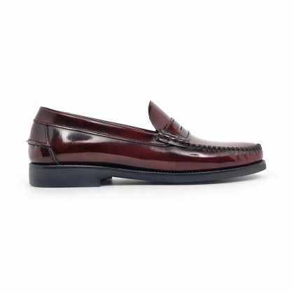Mens Florentik Leather Beefroll Penny Loafers Rubber Sole 711 Burgundy, by Manuel Medrano