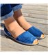Women's Split Leather Flat Menorcan Sandals 202 Navy, by C. Ortuño