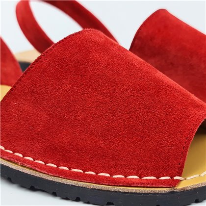 Women's Split Leather Flat Menorcan Sandals 202 Red, by C. Ortuño