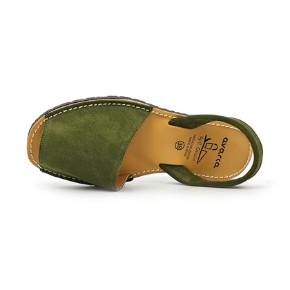 Women's Split Leather Flat Menorcan Sandals 202 Green, by C. Ortuño