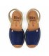 Womens Platform Split Leather Menorcan Sandals Padded Insole 15202 Navy, by C. Ortuño