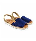 Womens Platform Split Leather Menorcan Sandals Padded Insole 15202 Navy, by C. Ortuño
