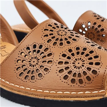 Womens Wedged Openwork Leather Menorcan Sandals Padded Insole 3471 Leather, by C. Ortuño