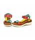 Woman Leather Wedged Sandals Velcro Padded Insole 54322 Multicolor, by Blusandal