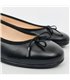 Womens Leather Low Wedged Ballerinas Bow 210 Black, by Casual