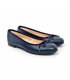 Womens Leather Flat Ballerinas Bow 7000 Navy, by Casual