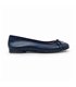 Womens Leather Flat Ballerinas Bow 7000 Navy, by Casual
