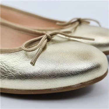 Womens Leather Flat Ballerinas Bow 7000 Platinum, by Casual
