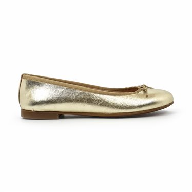 Womens Leather Flat Ballerinas Bow 7000 Platinum, by Casual