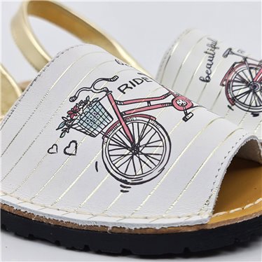 Womnes Leather Flat Menorcan Sandals Bicycle 485 White, by C. Ortuño