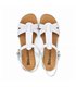 Womens Engraved Leather Low Wedged Sandals Padded Insole Buckle 22100 White, by Blusandal