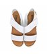 Womens Engraved Leather Low Wedged Sandals Padded Insole Velcro 22275 White, by Blusandal