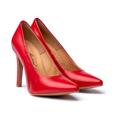 Zapatos De Salón Mujer Piel Napa Tacón Alto 1494 Rojo, de Eva Mañas
