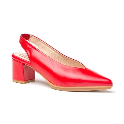 Zapatos De Salón Confort Mujer Piel Napa Tacón Medio Descubierto 1496 Rojo, de Eva Mañas