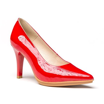 Zapatos De Salón Mujer Piel Charol Tacón Alto 1499 Rojo, de Eva Mañas
